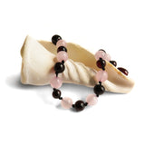 Amber Teething Bracelet / Anklet- Polished Cherry Amber & Rose Quartz
