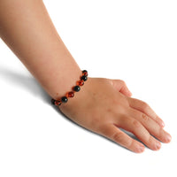 Amber Teething Bracelet  / Anklet - Polished Cognac Amber & Black Obsidian Stone