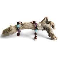 Amber Teething Bracelet / Anklet - Cherry Amber, Amethyst, Rose Quartz, Amazonite