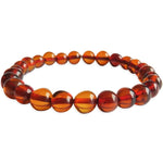 Adults Elastic Polished Cognac Amber Bracelet