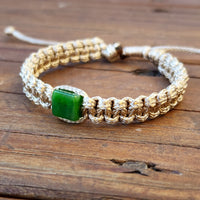 New Zealand Greenstone Macrame Bracelets (Tan)