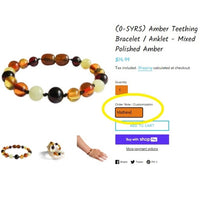 Custom Name Amber Teething Bracelet / Anklet