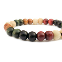 Small Mixed Colored Wood Bead Elastic Bracelet