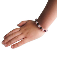 Amber Teething Bracelet / Anklet- Polished Cherry Amber & Rose Quartz