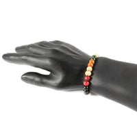 Small Mixed Colored Wood Bead Elastic Bracelet
